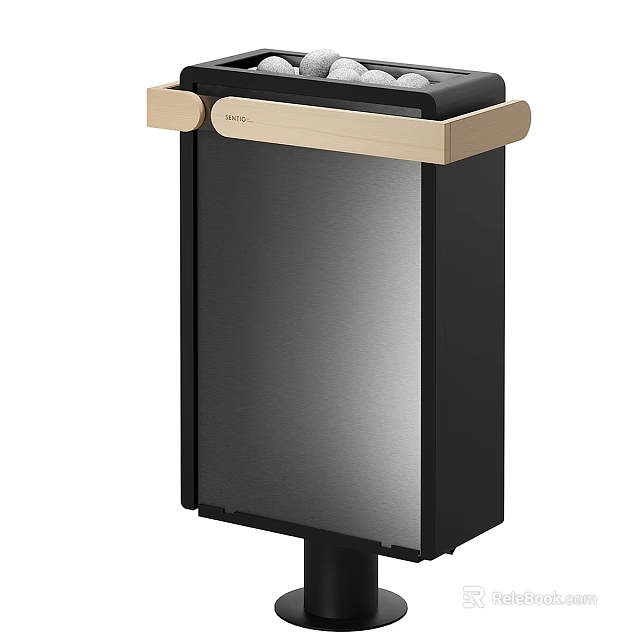 Modern Fireplace Tools Set With Wooden Handles And Black Metal Stand 3d model 