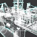 Industrial Plant Featuring Cranes Tall Structures White Buildings And Red Cranes On Platform
