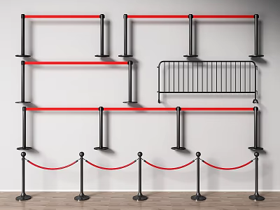 Modern guardrail telescopic belt fence 3d model Modern guardrail telescopic belt fence 3d model