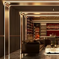 Luxury Bar Interior Design with Wine Racks Bar Counter Leather Sofas and Armchairs