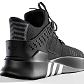 Pair Of Black Sports Shoes With White Stripes And Modern Design