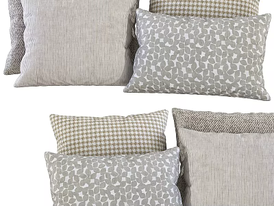 Stylish Decorative Throw Pillows With Striped Checkered And Geometric Patterns 3d model