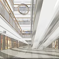 Modern Shopping Mall Atrium With Glass Skylight Chandeliers Multi Level Corridors And Storefronts