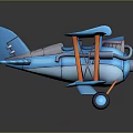 Blue Toy Passenger Plane With Orange Propeller Landing Gear And Bee Patterns On Wings