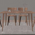Minimalist Modern Wooden Dining Table Set With Matching Chairs And Stools