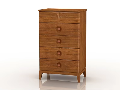 Brown Wooden Chest of Drawers with Multiple Drawers and Simple Design 3d model