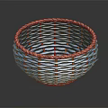 Blue Handwoven Storage Basket With Brown Rim For Home Organizing And Decor