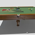 Billiard Table Sports Equipment With Green Cloth Balls Cues And Triangle Rack