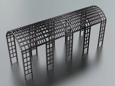 Modern Metal Pergola With Grid Top Structure And Support Columns 3d model