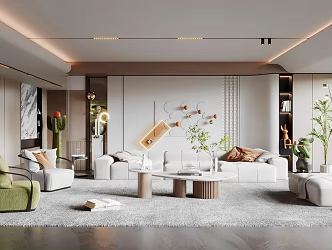 Modern Living Room Simple Guest Dining Room 3d model