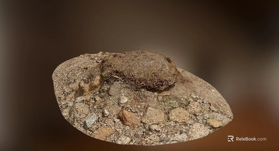 Natural Stone And Wood Mixed Material With Earthy Texture And Irregular Rustic Surface 3d model