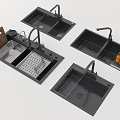 Various Kitchen Sink Designs Featuring Cutting Board Drainer and Faucet 3d model