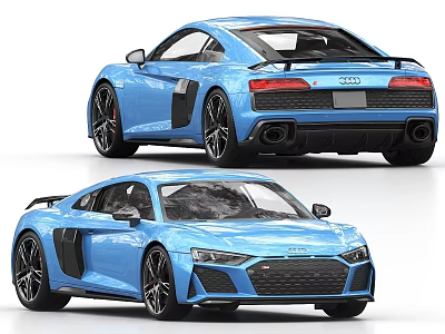 Blue Audi Sports Car Modern Exterior Design With Front And Rear View 3d model