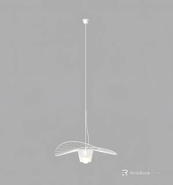 Modern White Wire Frame Chandelier With Leaf Inspired Geometric Design On Gray Background 3d model 