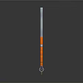 3D Rendered Weapon With Orange Blue Geometric Blade And Handle Design