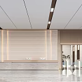 Modern Hotel Lobby Interior With Marble Reception Desk Lighting Plants And Glass Doors