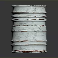 Stacked Metal Cans With Red Marks On Reflective Surface And Dark Background 3d model