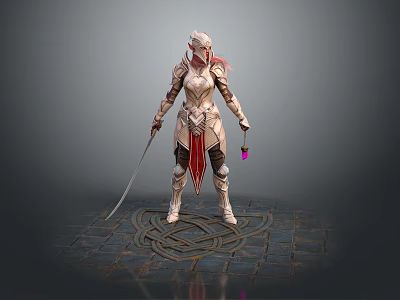 Modern game role-playing costume costume online game female warrior anime costume 3d model