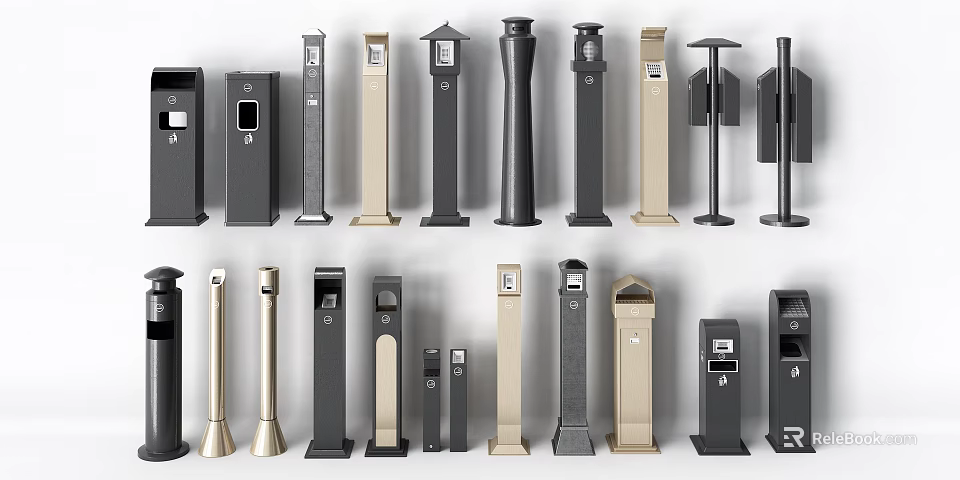 Modern Public Facilities Featuring Various Designs Shapes And Functional Structures 3d model