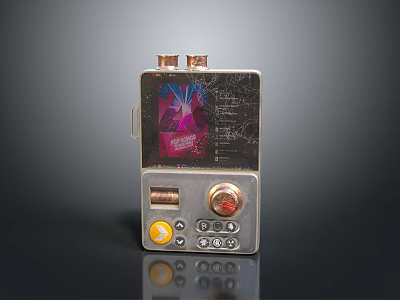 Vintage Electronic Device Featuring Retro Knobs Buttons Display Screen and Textured Panel 3d model
