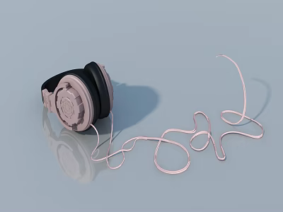 Over Ear Headphones With Wired Cable And Modern Design For Audio Use 3d model