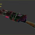 Futuristic Vintage Weapon Design With Wooden Grip Red Accent And Metal Parts