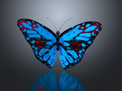 Modern Butterfly Colored Butterfly Tiger Spot Butterfly 3d model