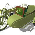 Vintage Green Motorcycle With Red Seat Twin Cylinder Engine Retro Classic Design