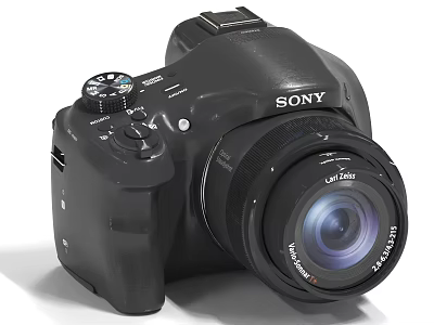 Sony Black Digital Camera With Long Zoom Lens And Control Panel 3d model