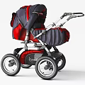 CANWAY Red And Black Double Baby Stroller With Wheels And Handle Design