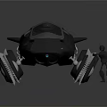 Futuristic Sci Fi Vehicle Design With Spiked Wheels And Human Figure