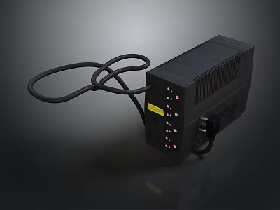 Black Computer Power Adapter With Black Cable Yellow Label And Multiple Ports 3d model Black Computer Power Adapter With Black Cable Yellow Label And Multiple Ports 3d model