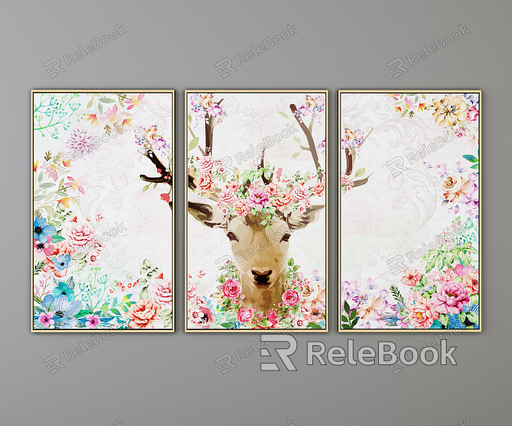 Nordic Animal Painting Elk Hanging Painting model