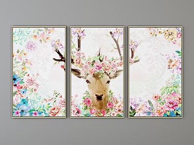 Nordic Animal Painting Elk Hanging Painting model