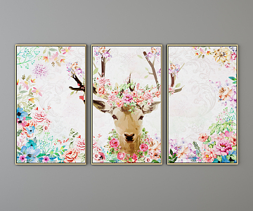 Nordic Animal Painting Elk Hanging Painting 3d model