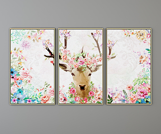 Nordic Animal Painting Elk Hanging Painting 3d model