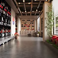 Modern Wine and Tobacco Store Interior With Illuminated Shelves And Product Displays