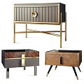 Modern Elegant Nightstands With Wooden Panels Metal Legs And Gold Hardware