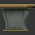 Elegant Arched Table With Gray Top Golden Edge And Decorative Legs