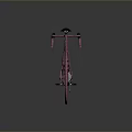Pink Road Bicycle With Grid Texture And Black Handlebar Seat On Gray Background Reflection