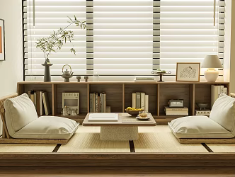 Modern Leisure Tatami Bay Window Tea Room 3d model
