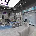Modern Clothing Store Interior With Shoe Displays Clothing Racks And Display Tables