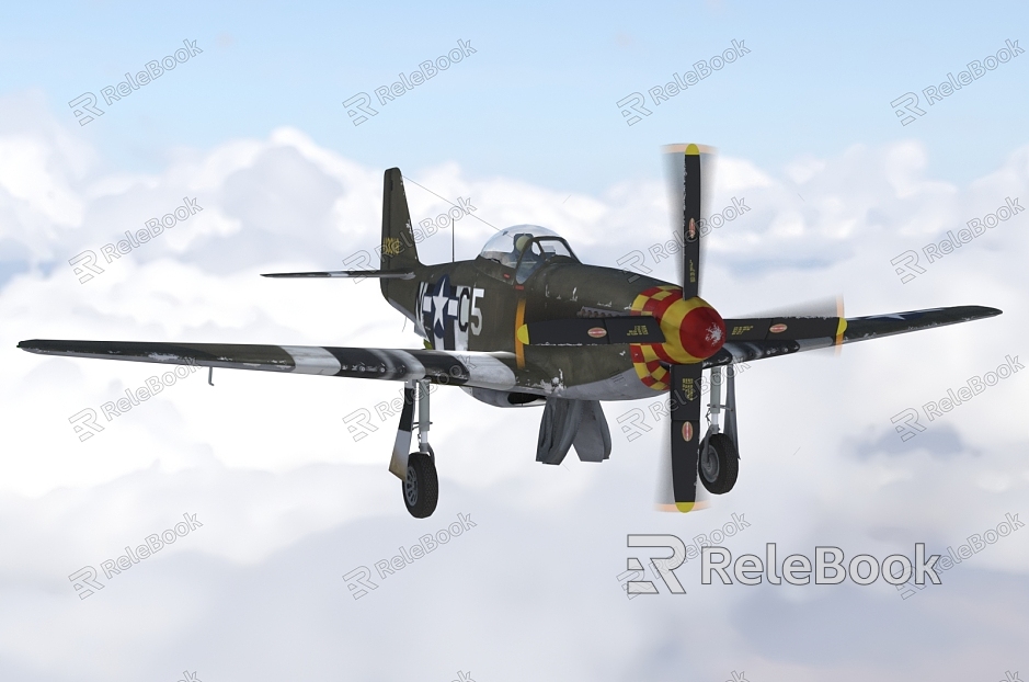 American World War II aircraft P51D5 Mustang fighter model