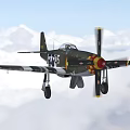 Vintage Fighter Aircraft Flying With Propeller Black Yellow Red Design In Cloudy Sky 415