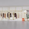 Belllettier Clothing Store With Hanging Clothes On Gold Racks And Modern Interior