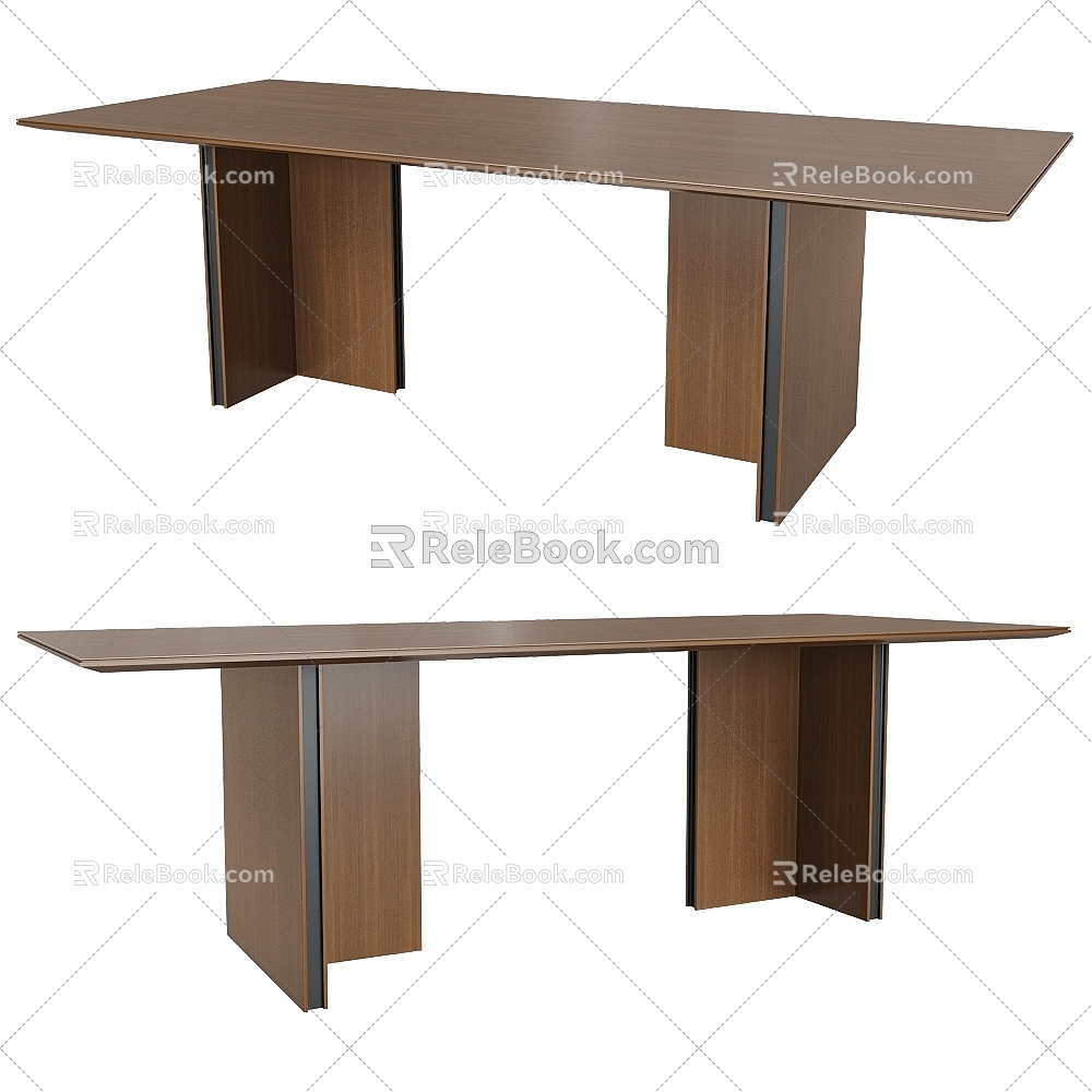 Punt Modern Minimalist Solid Wood Dining Table Workbench Desk 3d model