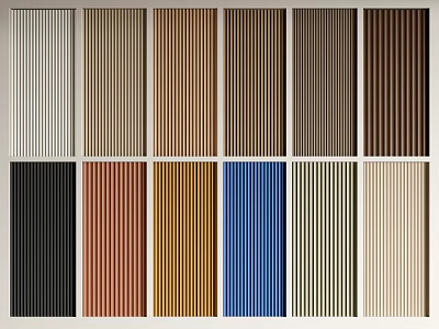 Decorative Wall Panels For Home Interior With Various Colors And Striped Designs 3d model
