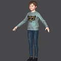 Woman Wearing Light Blue Sweatshirt with Raccoon Graphic Suki Text and Blue Jeans