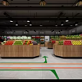 Modern Supermarket Grocery Store Interior with Organized Shelves Aisles Directional Arrows and Fresh Produce