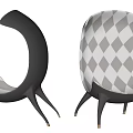 Modern Stylish Single Chair With Curved Design And Diamond Pattern Black Legs